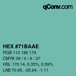 Color code: HEX #71BAAE | qconv.com