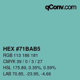 カラーコード: HEX #71BAB5 | qconv.com