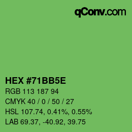 Color code: HEX #71BB5E | qconv.com