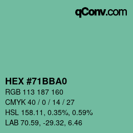 カラーコード: HEX #71BBA0 | qconv.com