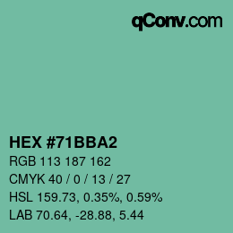 Color code: HEX #71BBA2 | qconv.com