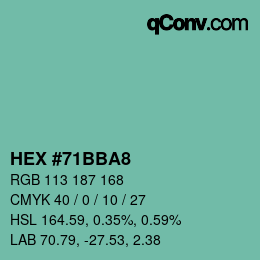 カラーコード: HEX #71BBA8 | qconv.com