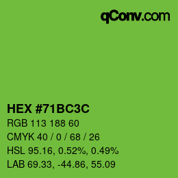 Color code: HEX #71BC3C | qconv.com