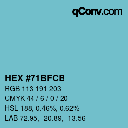 Color code: HEX #71BFCB | qconv.com