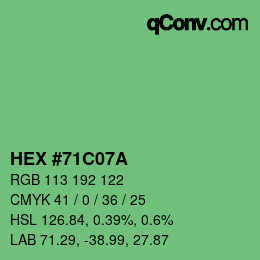 Color code: HEX #71C07A | qconv.com