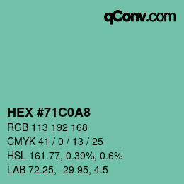 Color code: HEX #71C0A8 | qconv.com