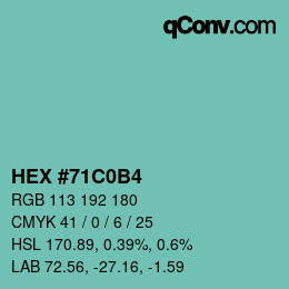 Color code: HEX #71C0B4 | qconv.com