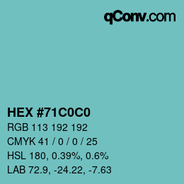 Color code: HEX #71C0C0 | qconv.com