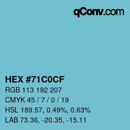 Color code: HEX #71C0CF | qconv.com