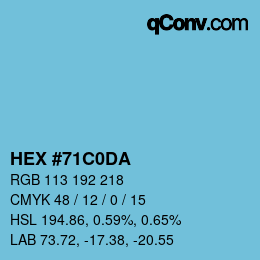 Color code: HEX #71C0DA | qconv.com