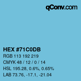 颜色代码: HEX #71C0DB | qconv.com