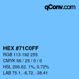 颜色代码: HEX #71C0FF | qconv.com