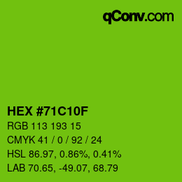 Color code: HEX #71C10F | qconv.com