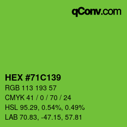 Color code: HEX #71C139 | qconv.com