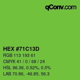 Color code: HEX #71C13D | qconv.com