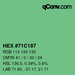 颜色代码: HEX #71C187 | qconv.com