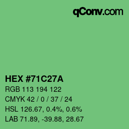 Color code: HEX #71C27A | qconv.com