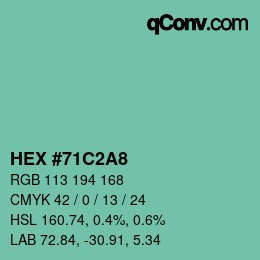 颜色代码: HEX #71C2A8 | qconv.com