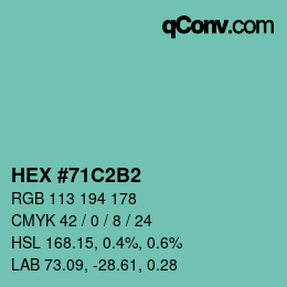 カラーコード: HEX #71C2B2 | qconv.com