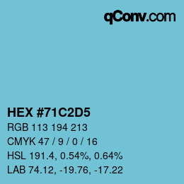 カラーコード: HEX #71C2D5 | qconv.com