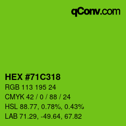 颜色代码: HEX #71C318 | qconv.com