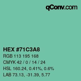 颜色代码: HEX #71C3A8 | qconv.com