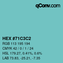 カラーコード: HEX #71C3C2 | qconv.com