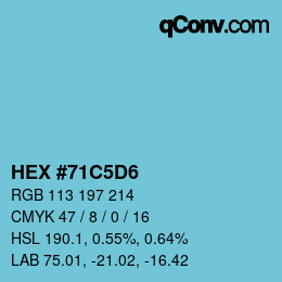 カラーコード: HEX #71C5D6 | qconv.com