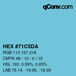 颜色代码: HEX #71C5DA | qconv.com