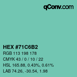 カラーコード: HEX #71C6B2 | qconv.com