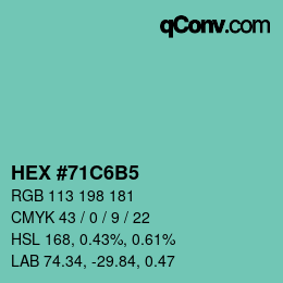 カラーコード: HEX #71C6B5 | qconv.com