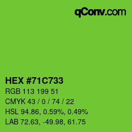 Color code: HEX #71C733 | qconv.com