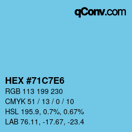 カラーコード: HEX #71C7E6 | qconv.com
