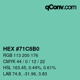 カラーコード: HEX #71C8B0 | qconv.com