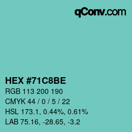 カラーコード: HEX #71C8BE | qconv.com