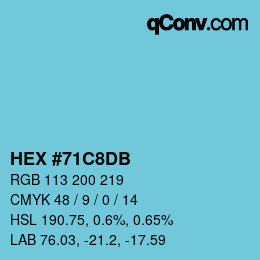 カラーコード: HEX #71C8DB | qconv.com