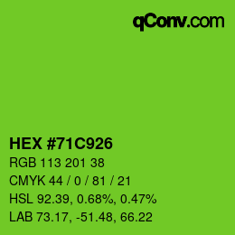 Farbcode: HEX #71C926 | qconv.com