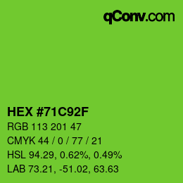 颜色代码: HEX #71C92F | qconv.com