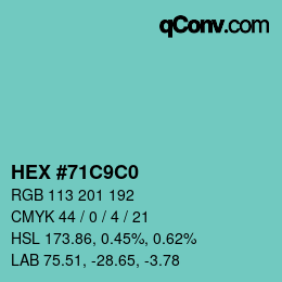 Color code: HEX #71C9C0 | qconv.com