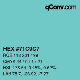 Color code: HEX #71C9C7 | qconv.com