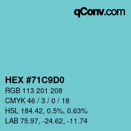 カラーコード: HEX #71C9D0 | qconv.com