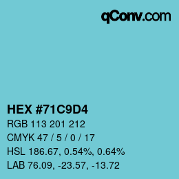 カラーコード: HEX #71C9D4 | qconv.com