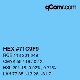 颜色代码: HEX #71C9F9 | qconv.com
