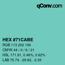 Color code: HEX #71CABE | qconv.com