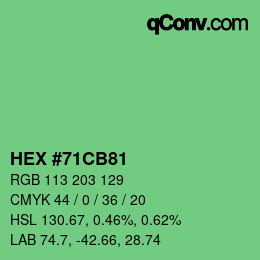 颜色代码: HEX #71CB81 | qconv.com
