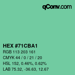 Color code: HEX #71CBA1 | qconv.com