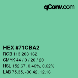 Color code: HEX #71CBA2 | qconv.com