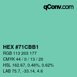 Color code: HEX #71CBB1 | qconv.com
