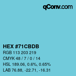 颜色代码: HEX #71CBDB | qconv.com