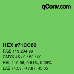 カラーコード: HEX #71CC60 | qconv.com